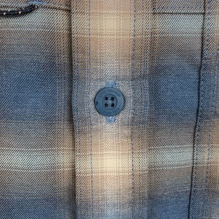 REI Ombre Check Long-Sleeve Polyester Shirt, Men's Size L (approx.) polyester blue type Vintage Second Hand