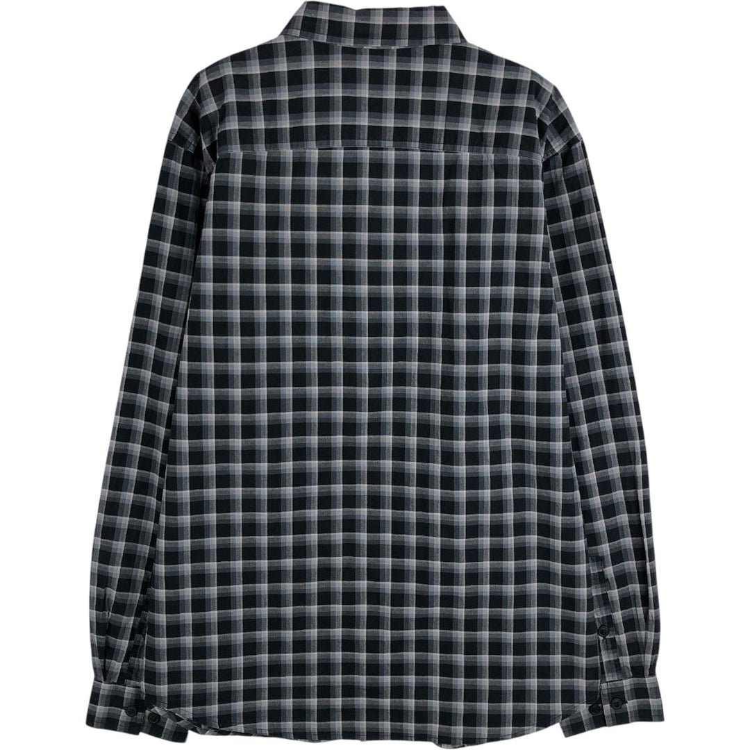 Columbia Long-Sleeve Button-Down Check Shirt, Men's Size M (approx.) cotton black type Vintage Second Hand