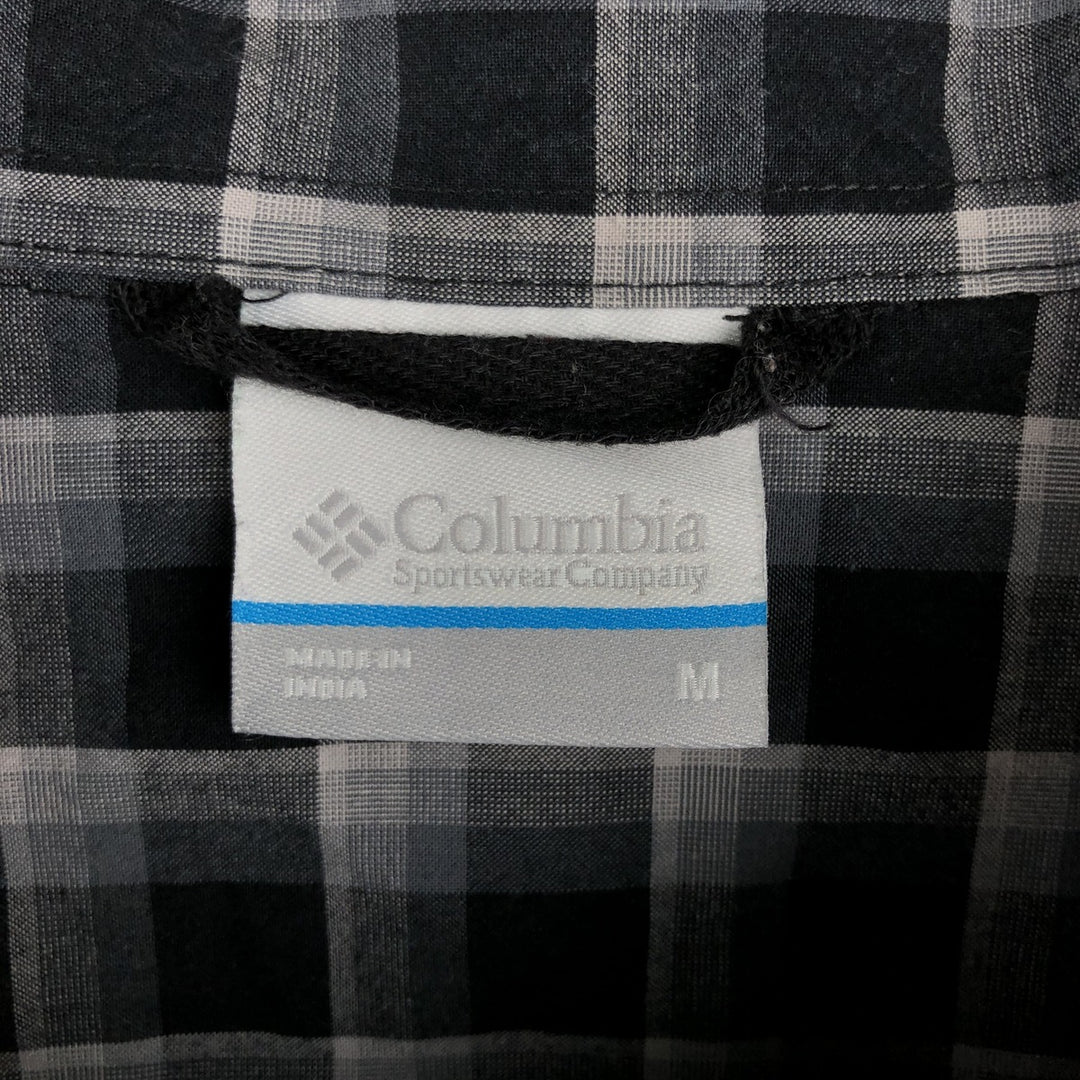 Columbia Long-Sleeve Button-Down Check Shirt, Men's Size M (approx.) cotton black type Vintage Second Hand