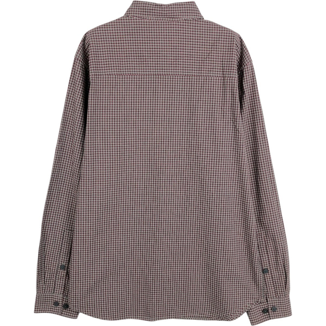 Columbia Long-Sleeve Button-Down Check Shirt, Men's Size M (approx.) cotton Khaki type Vintage Second Hand