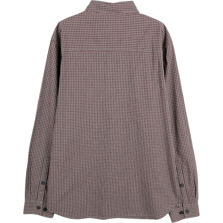 Columbia Long-Sleeve Button-Down Check Shirt, Men's Size M (approx.) cotton Khaki type Vintage Second Hand