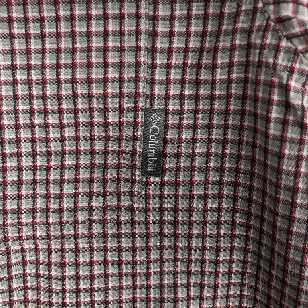 Columbia Long-Sleeve Button-Down Check Shirt, Men's Size M (approx.) cotton Khaki type Vintage Second Hand