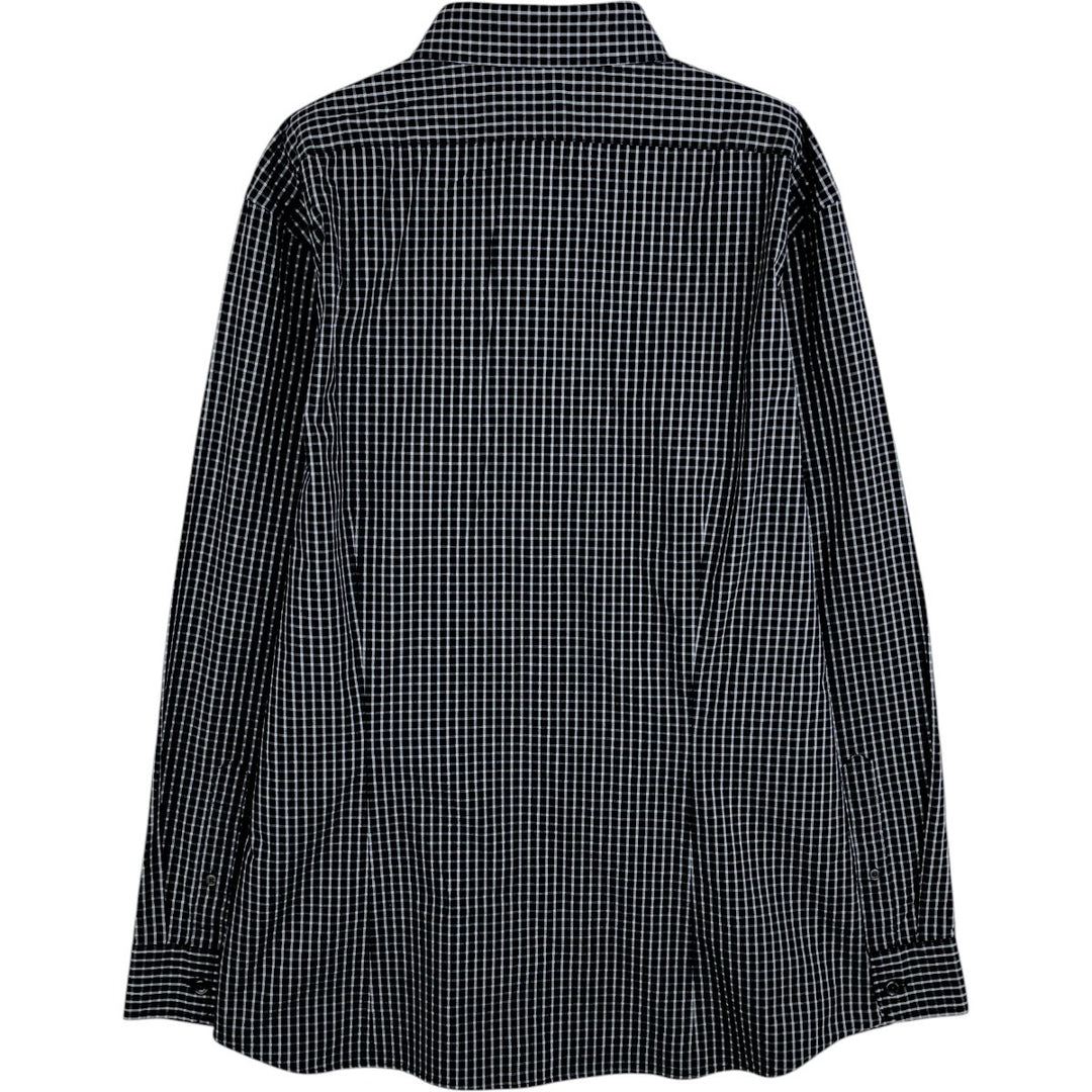 Banana Republic Athletic Fit Long-Sleeve Cotton Check Shirt, Men's Size L (approx.) cotton navy blue type Vintage Second Hand
