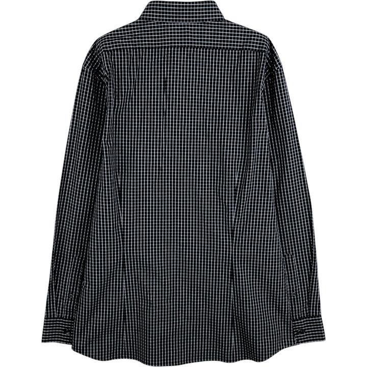 Banana Republic Athletic Fit Long-Sleeve Cotton Check Shirt, Men's Size L (approx.) cotton navy blue type Vintage Second Hand