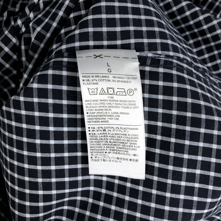 Banana Republic Athletic Fit Long-Sleeve Cotton Check Shirt, Men's Size L (approx.) cotton navy blue type Vintage Second Hand