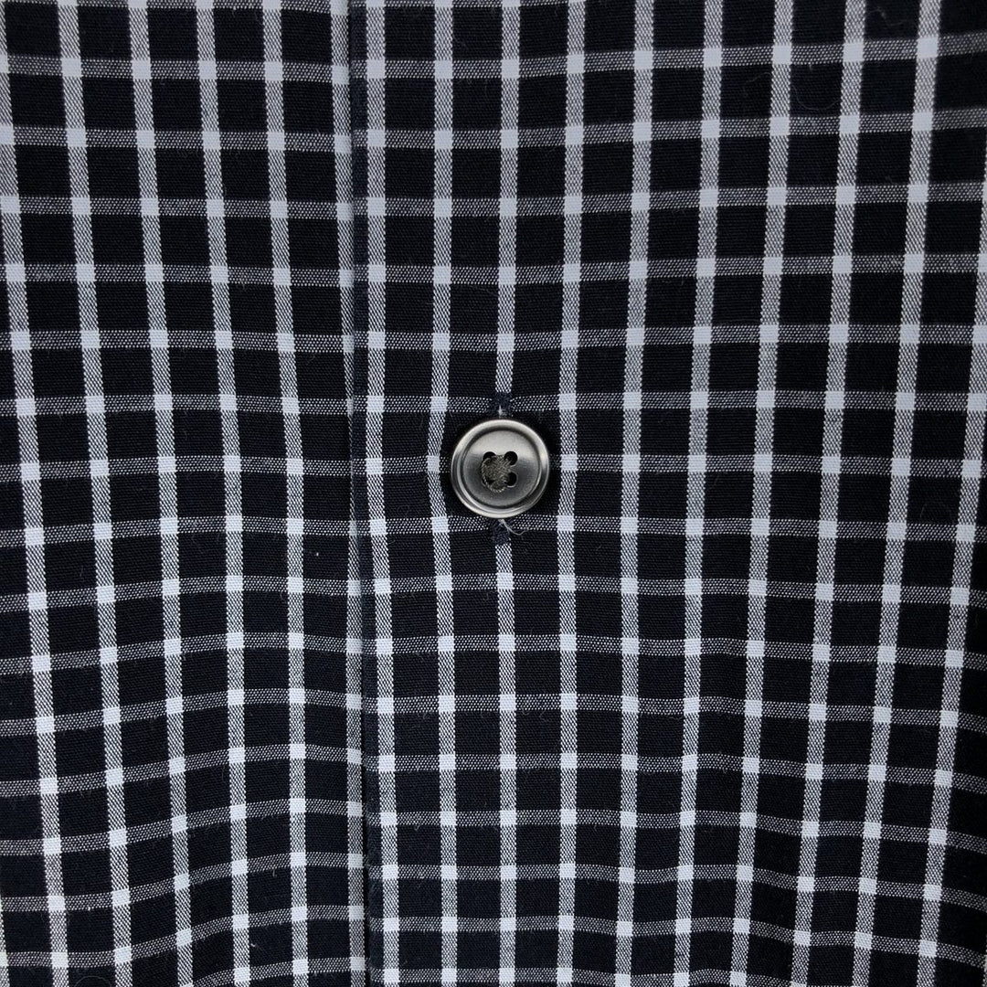 Banana Republic Athletic Fit Long-Sleeve Cotton Check Shirt, Men's Size L (approx.) cotton navy blue type Vintage Second Hand