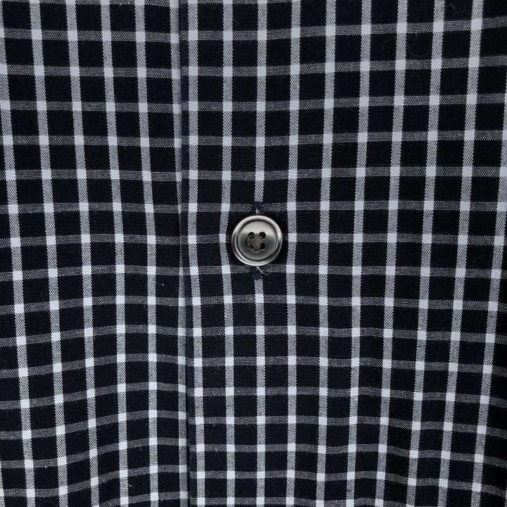 Banana Republic Athletic Fit Long-Sleeve Cotton Check Shirt, Men's Size L (approx.) cotton navy blue type Vintage Second Hand