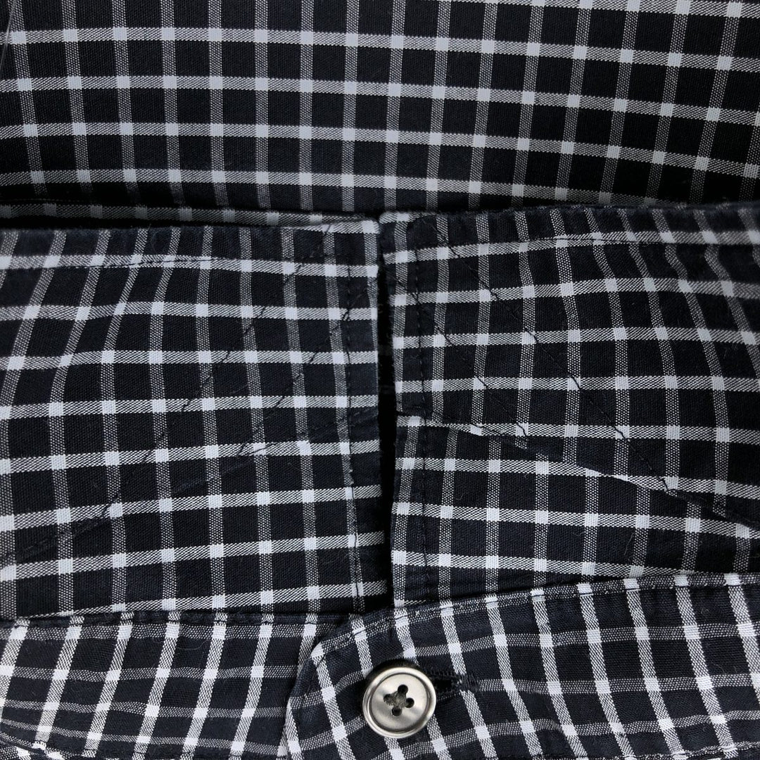 Banana Republic Athletic Fit Long-Sleeve Cotton Check Shirt, Men's Size L (approx.) cotton navy blue type Vintage Second Hand
