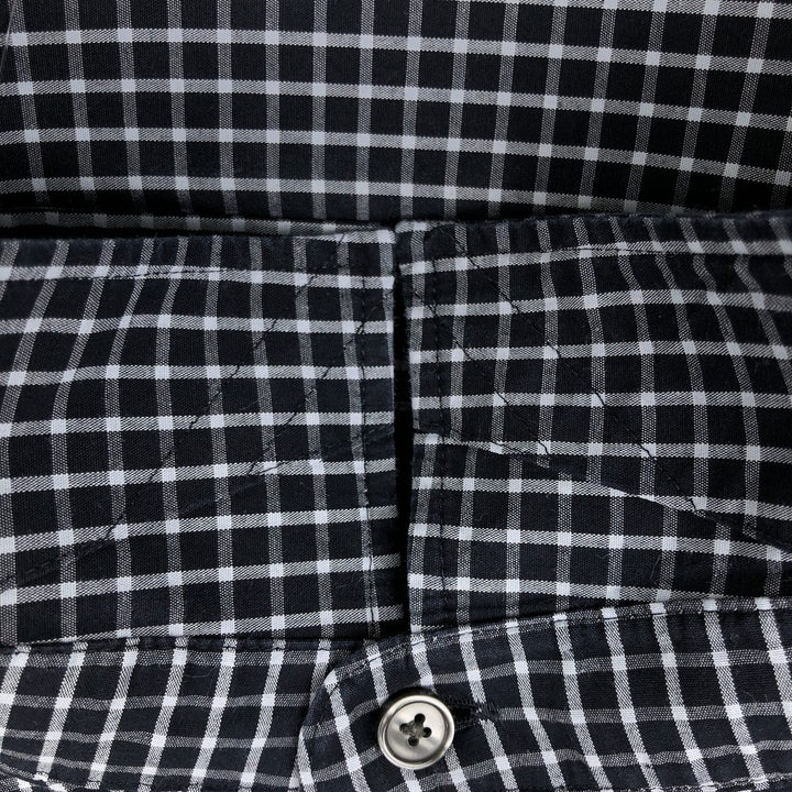 Banana Republic Athletic Fit Long-Sleeve Cotton Check Shirt, Men's Size L (approx.) cotton navy blue type Vintage Second Hand
