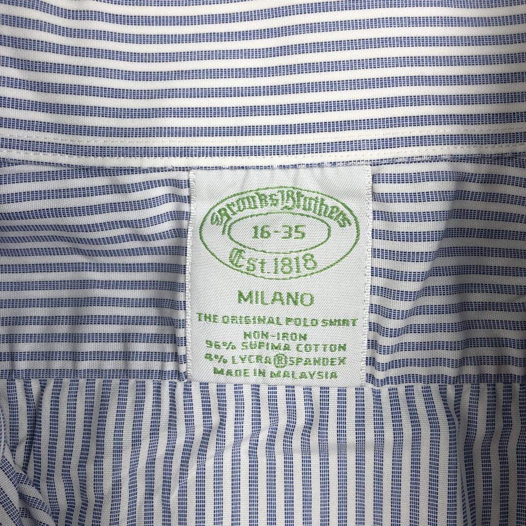 Brooks Brothers Est.1818 Milano Long Sleeve Button-Down Striped Shirt, Men's Size L Supima Cotton blue type Vintage Second Hand