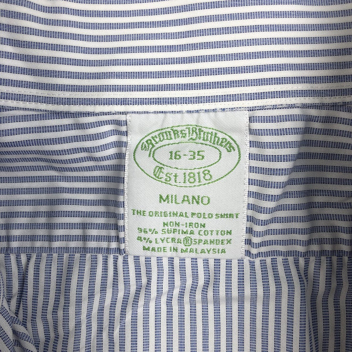 Brooks Brothers Est.1818 Milano Long Sleeve Button-Down Striped Shirt, Men's Size L Supima Cotton blue type Vintage Second Hand