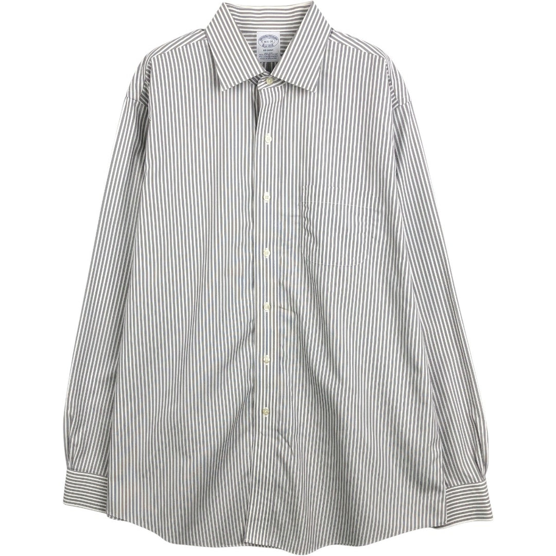 Brooks Brothers Est.1818 Wide Collar Long Sleeve Cotton Striped Shirt Men's Size L Supima Cotton white type Vintage Second Hand