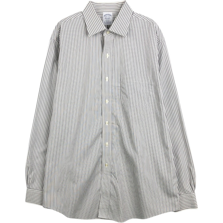 Brooks Brothers Est.1818 Wide Collar Long Sleeve Cotton Striped Shirt Men's Size L Supima Cotton white type Vintage Second Hand