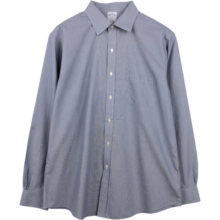 Brooks Brothers 1818 REGENT FIT Long-Sleeve Cotton Stripe Shirt, Men's Size L (approx.) cotton navy blue type Vintage Second Hand