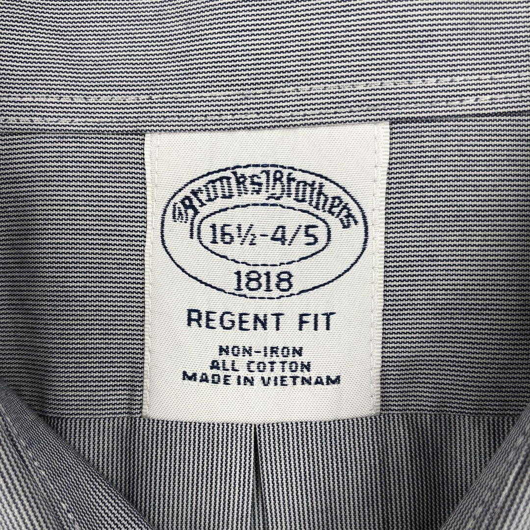 Brooks Brothers 1818 REGENT FIT Long-Sleeve Cotton Stripe Shirt, Men's Size L (approx.) cotton navy blue type Vintage Second Hand