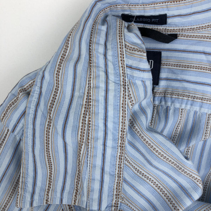 2000'S GAP CLASSIC FIT Long-Sleeve Cotton Stripe Shirt, Men's Size L (approx.) cotton Blue type light blue Vintage Second Hand