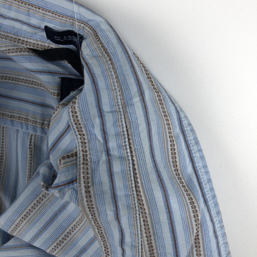 2000'S GAP CLASSIC FIT Long-Sleeve Cotton Stripe Shirt, Men's Size L (approx.) cotton Blue type light blue Vintage Second Hand