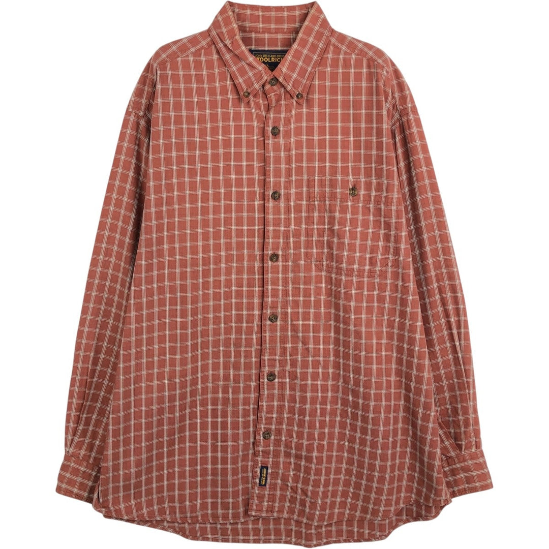 2000'S Woolrich Long-Sleeve Button-Down Check Shirt, Men's Size XL (approx.) unclear red type reddish brown Vintage Second Hand