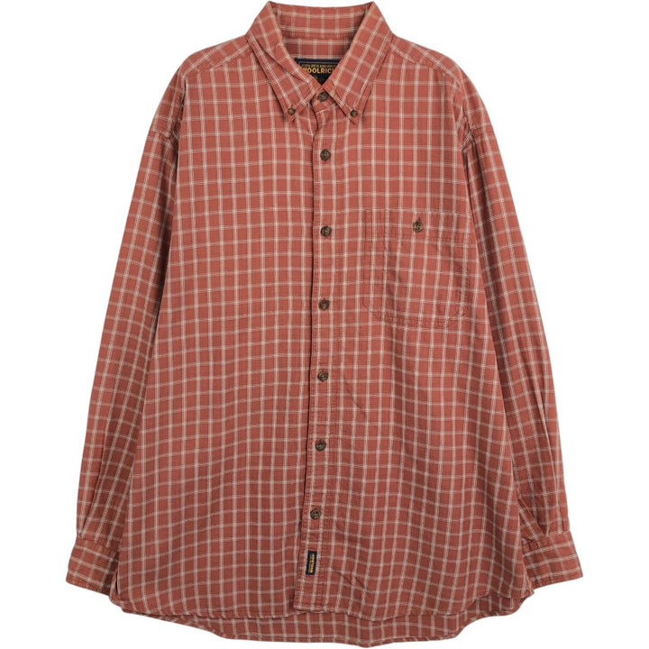2000'S Woolrich Long-Sleeve Button-Down Check Shirt, Men's Size XL (approx.) unclear red type reddish brown Vintage Second Hand