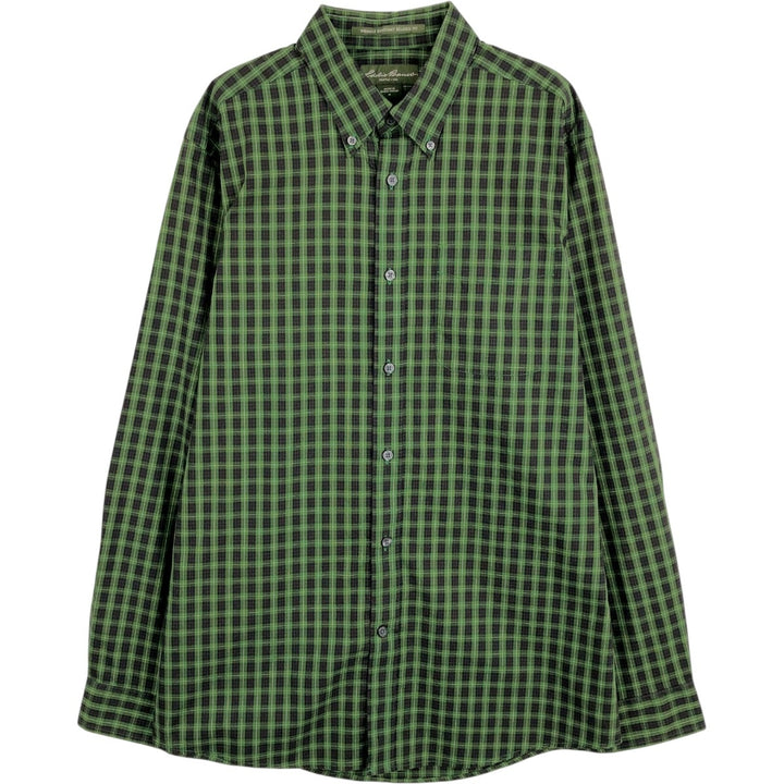Eddie Bauer Long Sleeve Button-Down Check Shirt, Men's Size M cotton green type Vintage Second Hand