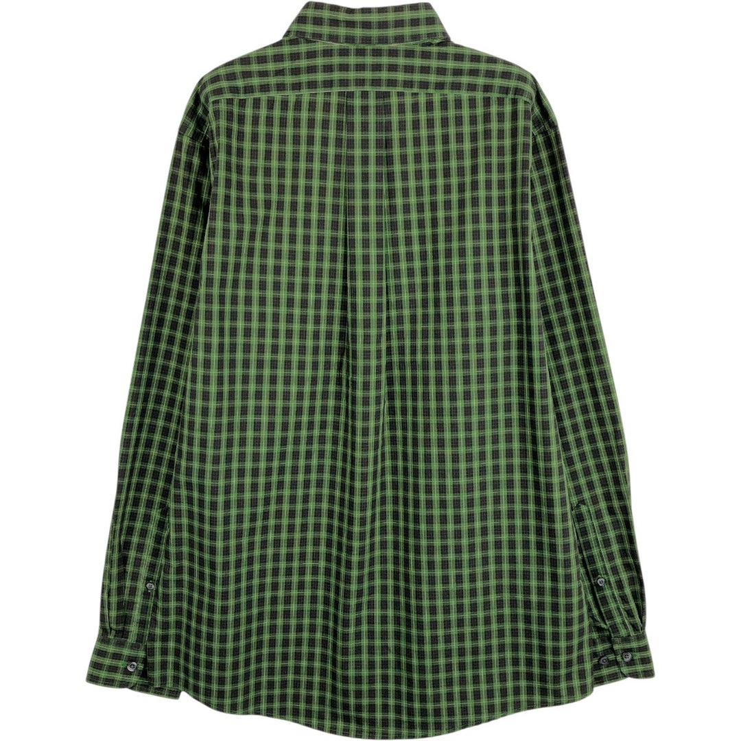 Eddie Bauer Long Sleeve Button-Down Check Shirt, Men's Size M cotton green type Vintage Second Hand