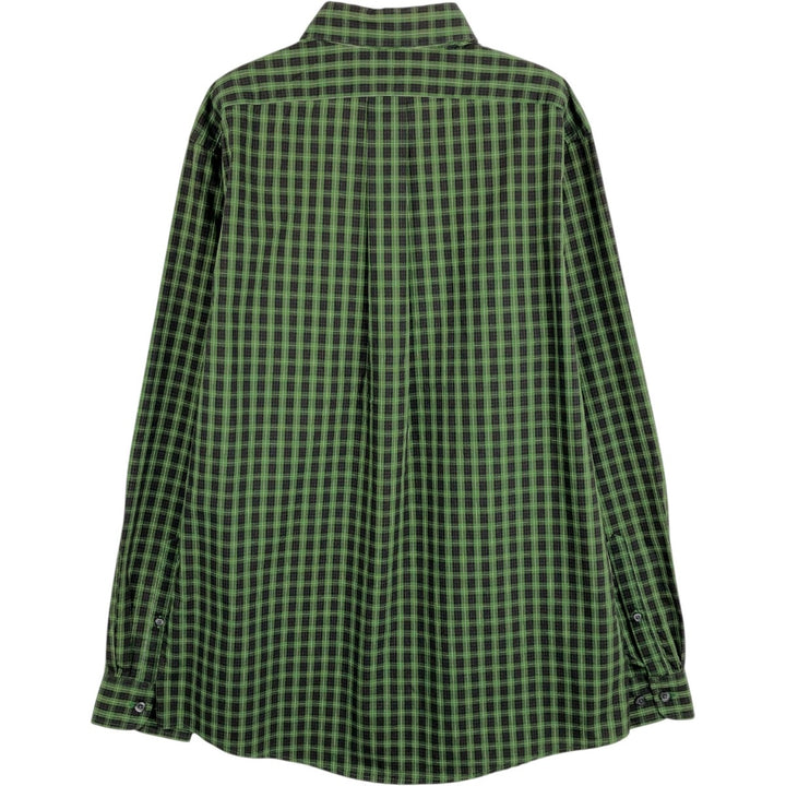 Eddie Bauer Long Sleeve Button-Down Check Shirt, Men's Size M cotton green type Vintage Second Hand