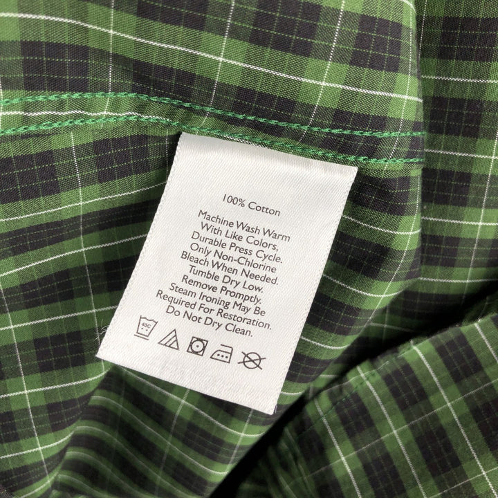 Eddie Bauer Long Sleeve Button-Down Check Shirt, Men's Size M cotton green type Vintage Second Hand