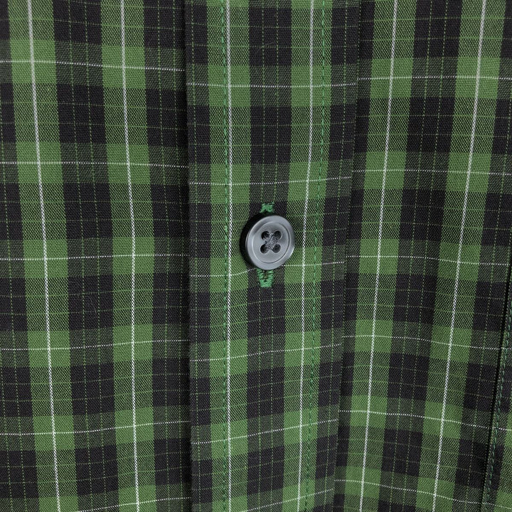 Eddie Bauer Long Sleeve Button-Down Check Shirt, Men's Size M cotton green type Vintage Second Hand