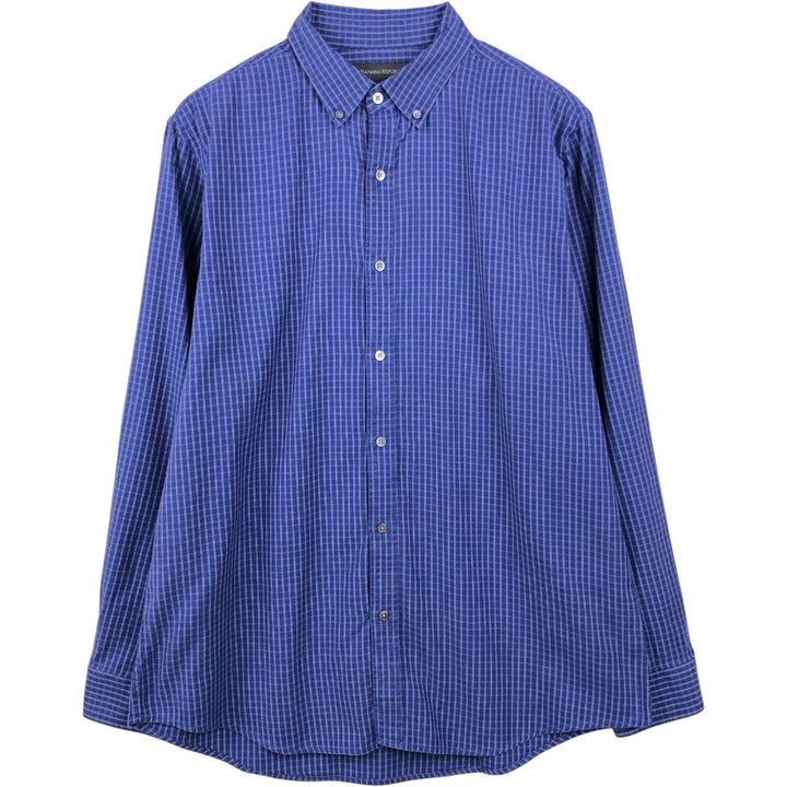 2000'S Banana Republic Long-Sleeve Button-Down Check Shirt, Men's Size XL (approx.) cotton blue type Vintage Second Hand
