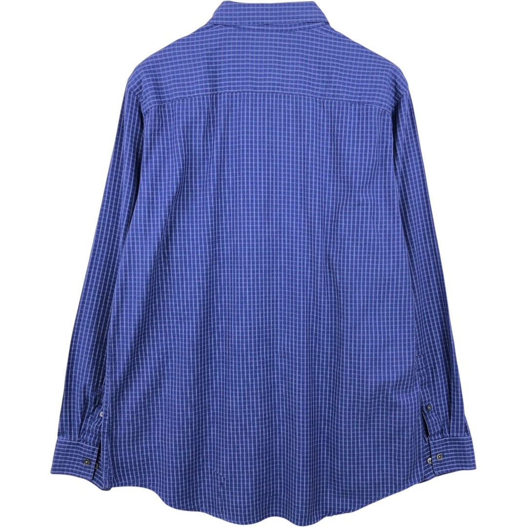 2000'S Banana Republic Long-Sleeve Button-Down Check Shirt, Men's Size XL (approx.) cotton blue type Vintage Second Hand