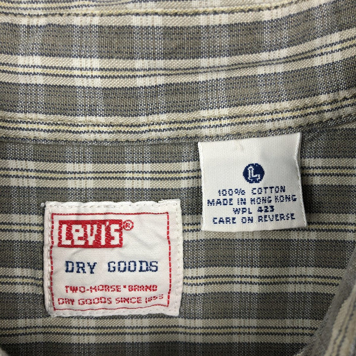 Levi's DRY GOODS Long-Sleeve Button-Down Check Shirt, Men's Size XXL (approx.) cotton Khaki type Vintage Second Hand