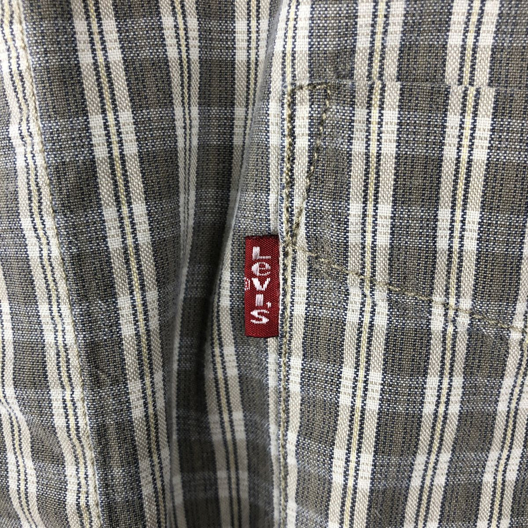 Levi's DRY GOODS Long-Sleeve Button-Down Check Shirt, Men's Size XXL (approx.) cotton Khaki type Vintage Second Hand
