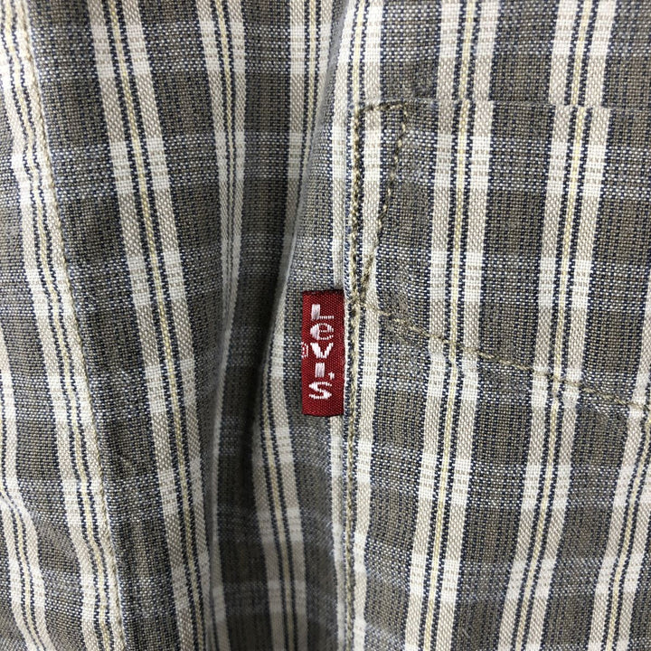 Levi's DRY GOODS Long-Sleeve Button-Down Check Shirt, Men's Size XXL (approx.) cotton Khaki type Vintage Second Hand