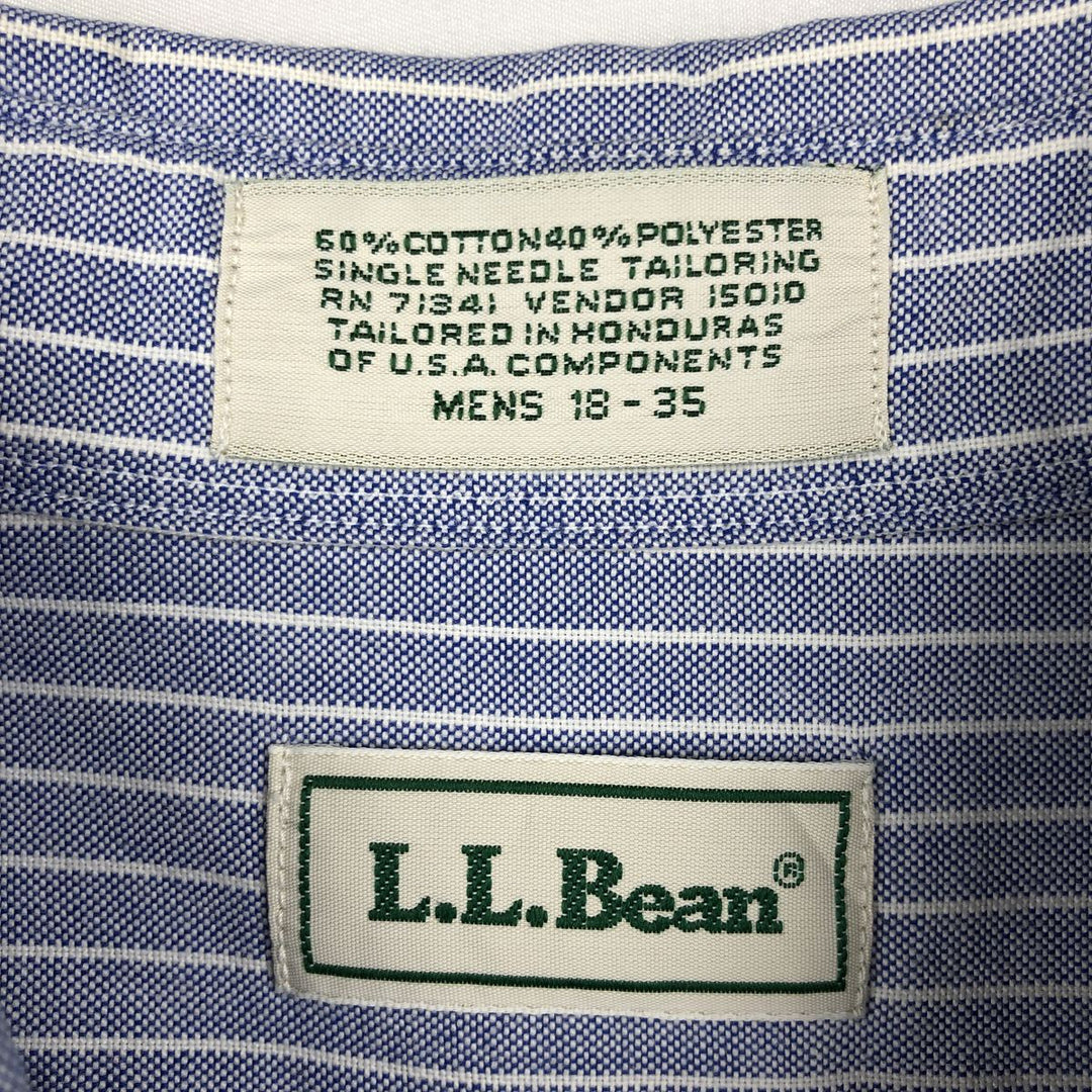 Vintage 1990'S LLBean long-sleeved button-down striped shirt, men's size XXL equivalent. cotton navy blue type Vintage Second Hand