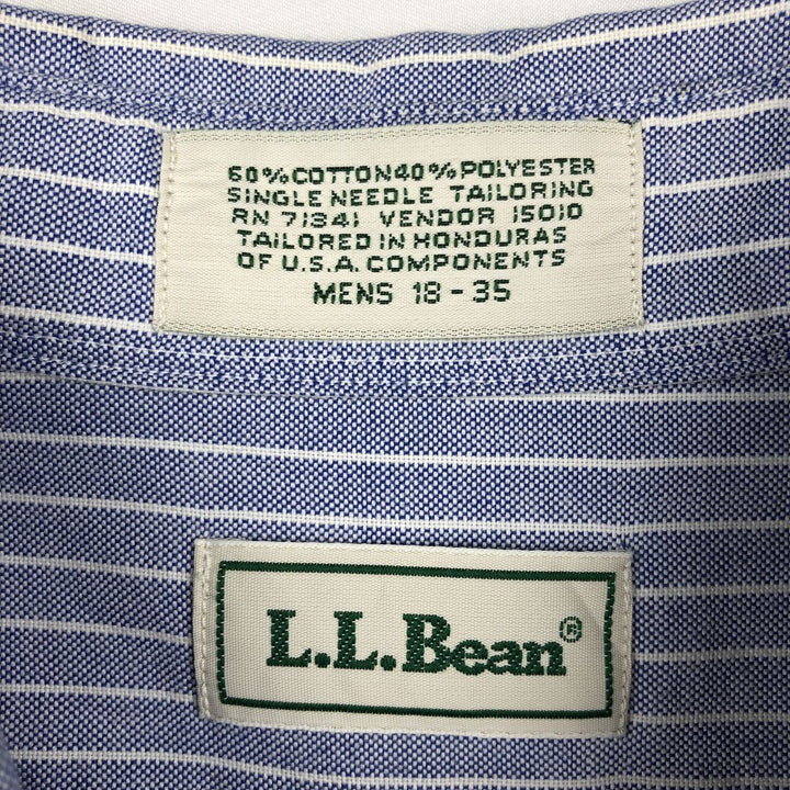 Vintage 1990'S LLBean long-sleeved button-down striped shirt, men's size XXL equivalent. cotton navy blue type Vintage Second Hand