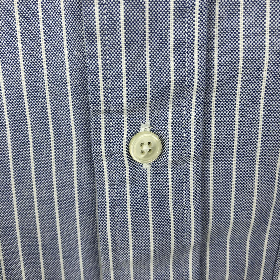 Vintage 1990'S LLBean long-sleeved button-down striped shirt, men's size XXL equivalent. cotton navy blue type Vintage Second Hand