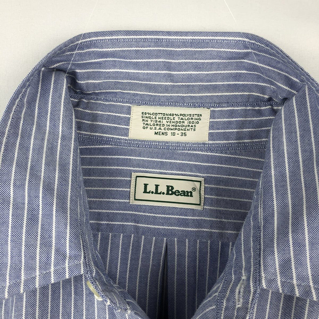 Vintage 1990'S LLBean long-sleeved button-down striped shirt, men's size XXL equivalent. cotton navy blue type Vintage Second Hand
