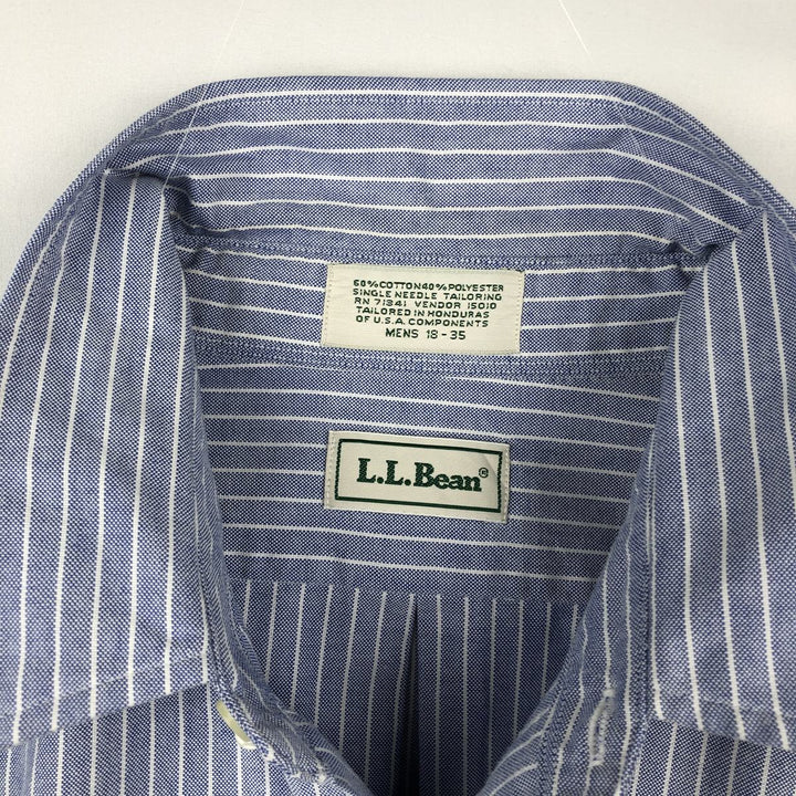 Vintage 1990'S LLBean long-sleeved button-down striped shirt, men's size XXL equivalent. cotton navy blue type Vintage Second Hand