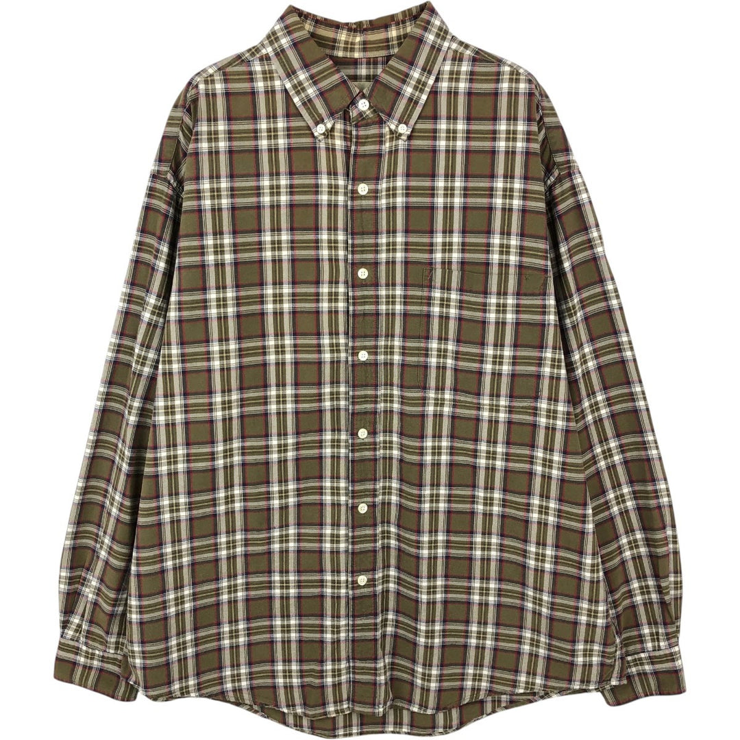 Eddie Bauer Long Sleeve Button-Down Check Shirt, Men's Size L cotton Khaki type Vintage Second Hand