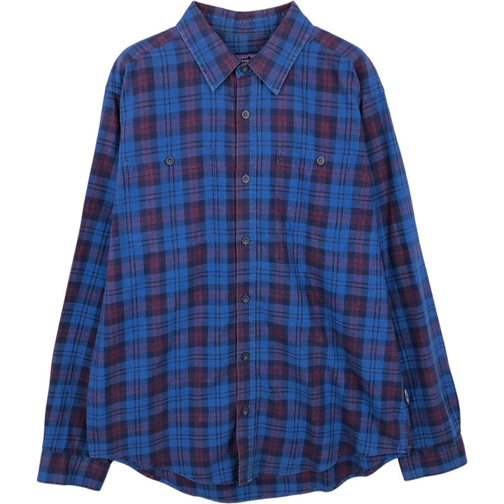 Patagonia ORGANIC COTTON 53837FA14 Long-Sleeve Cotton Check Shirt, Men's Size M (approx.) cotton blue type Vintage Second Hand