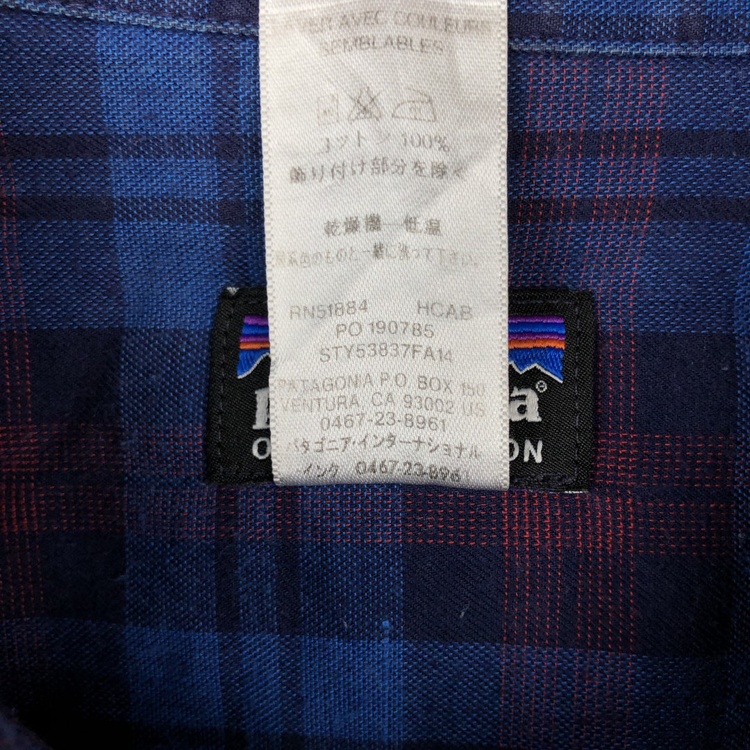 Patagonia ORGANIC COTTON 53837FA14 Long-Sleeve Cotton Check Shirt, Men's Size M (approx.) cotton blue type Vintage Second Hand