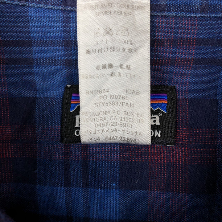 Patagonia ORGANIC COTTON 53837FA14 Long-Sleeve Cotton Check Shirt, Men's Size M (approx.) cotton blue type Vintage Second Hand