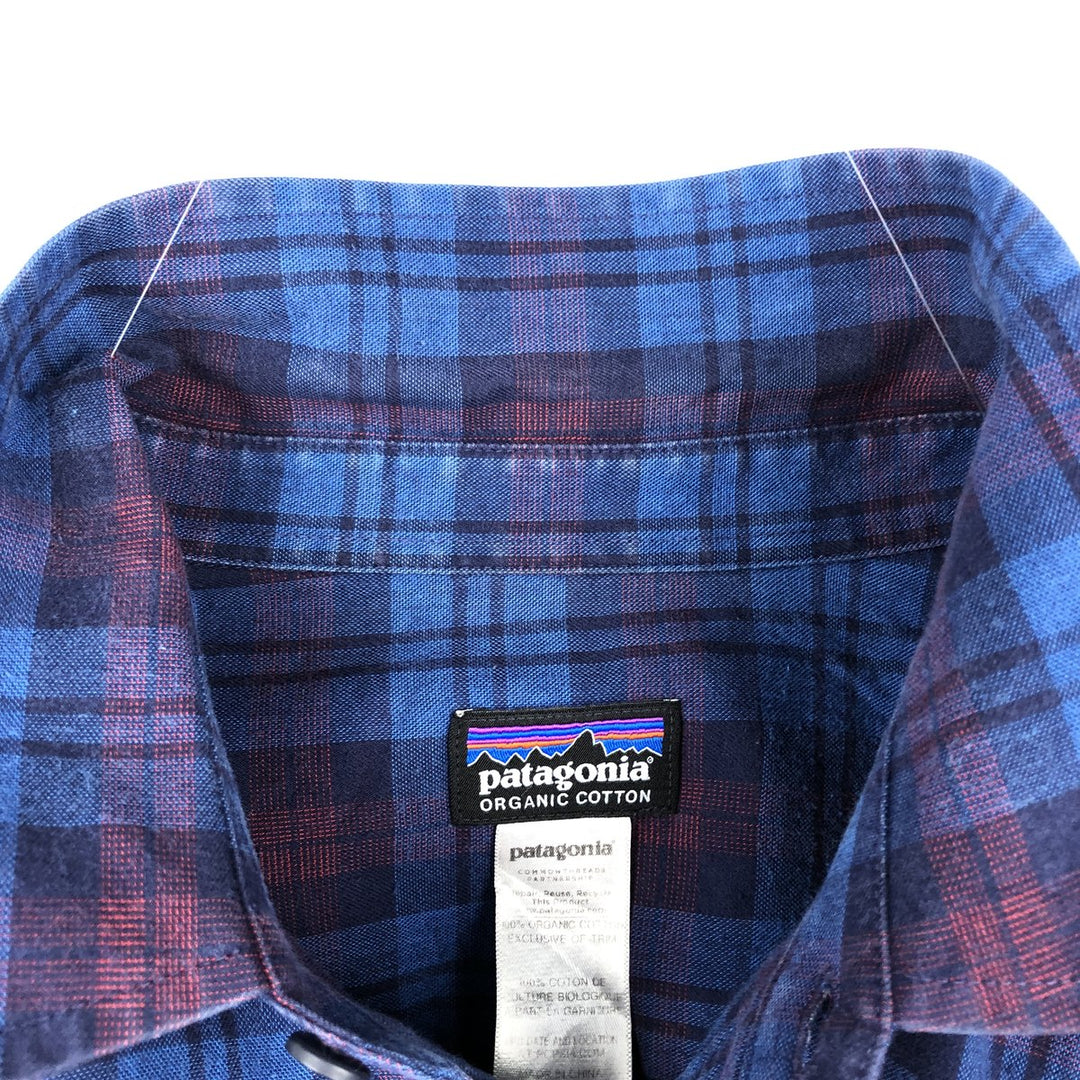 Patagonia ORGANIC COTTON 53837FA14 Long-Sleeve Cotton Check Shirt, Men's Size M (approx.) cotton blue type Vintage Second Hand