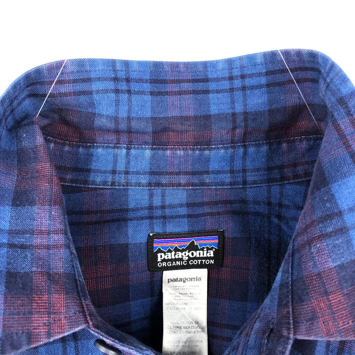 Patagonia ORGANIC COTTON 53837FA14 Long-Sleeve Cotton Check Shirt, Men's Size M (approx.) cotton blue type Vintage Second Hand
