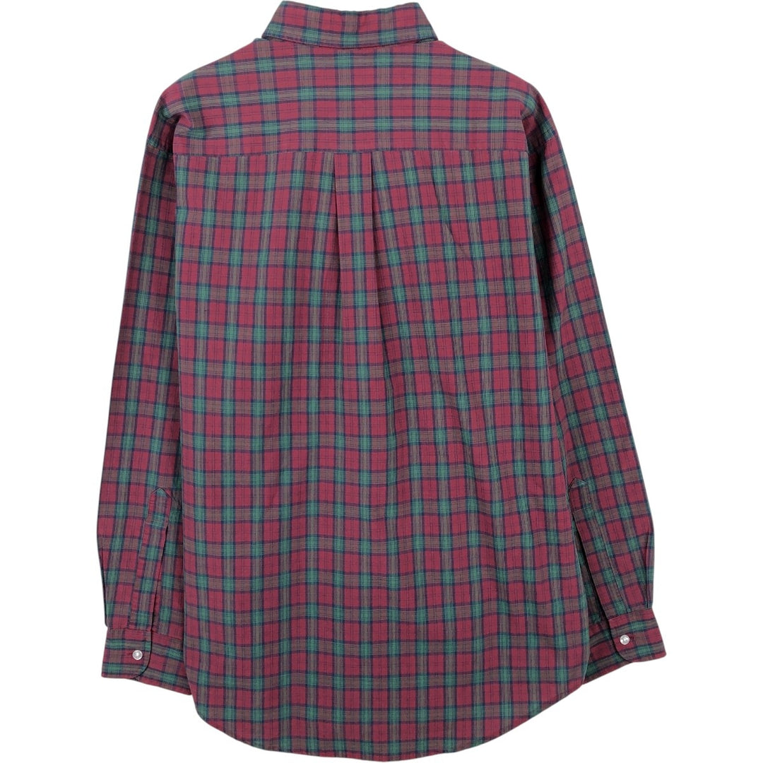Vintage LLBean long-sleeved button-down check shirt from the 1990s, men's size M. cotton red type Vintage Second Hand