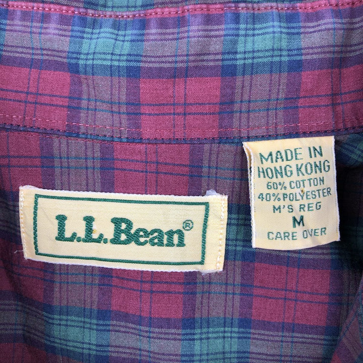 Vintage LLBean long-sleeved button-down check shirt from the 1990s, men's size M. cotton red type Vintage Second Hand