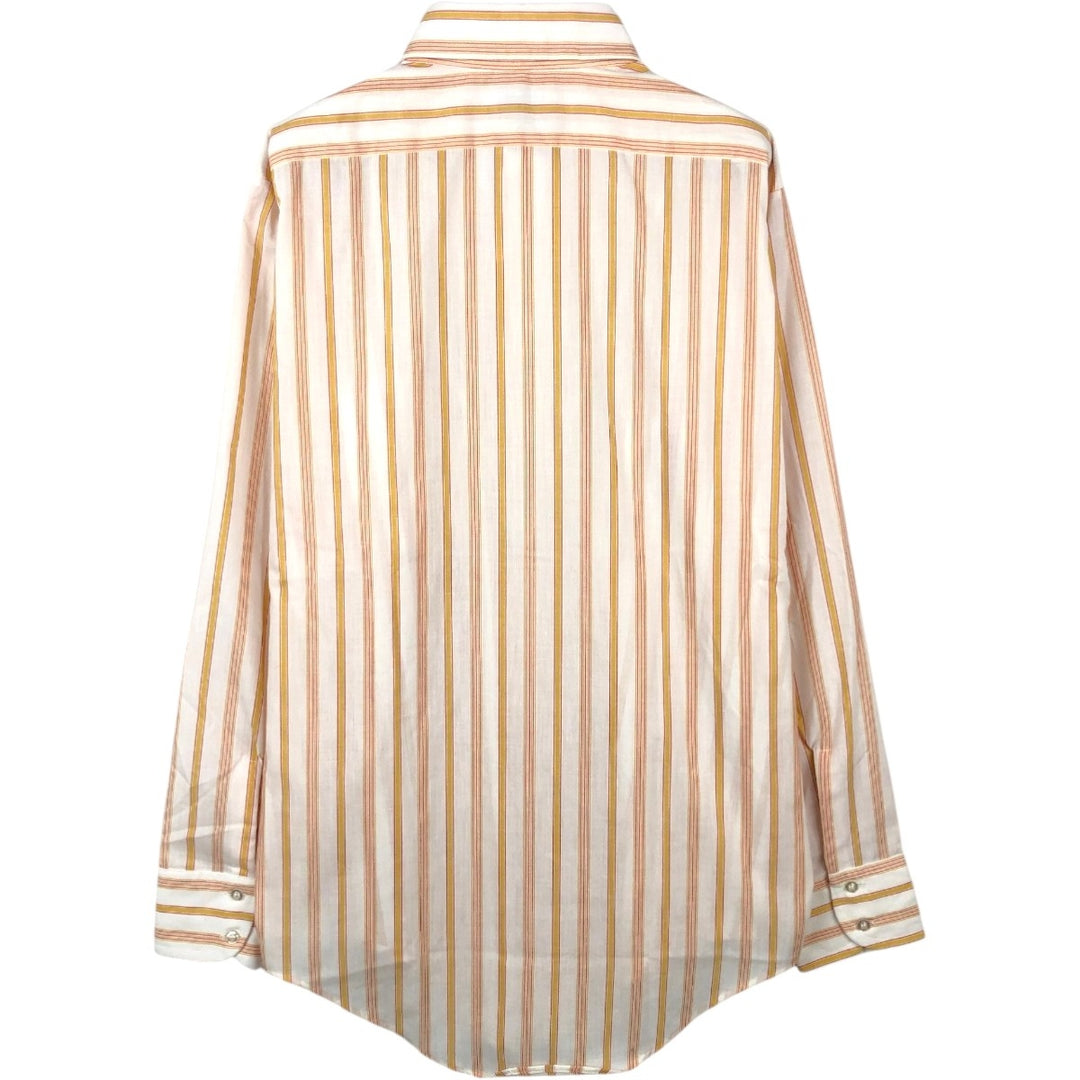 Arrow Belmont Pacer Multi-Stripe Long-Sleeve Striped Shirt, Made in USA, Men's Size M (Equivalent), Vintage polyester yellow type Vintage Second Hand