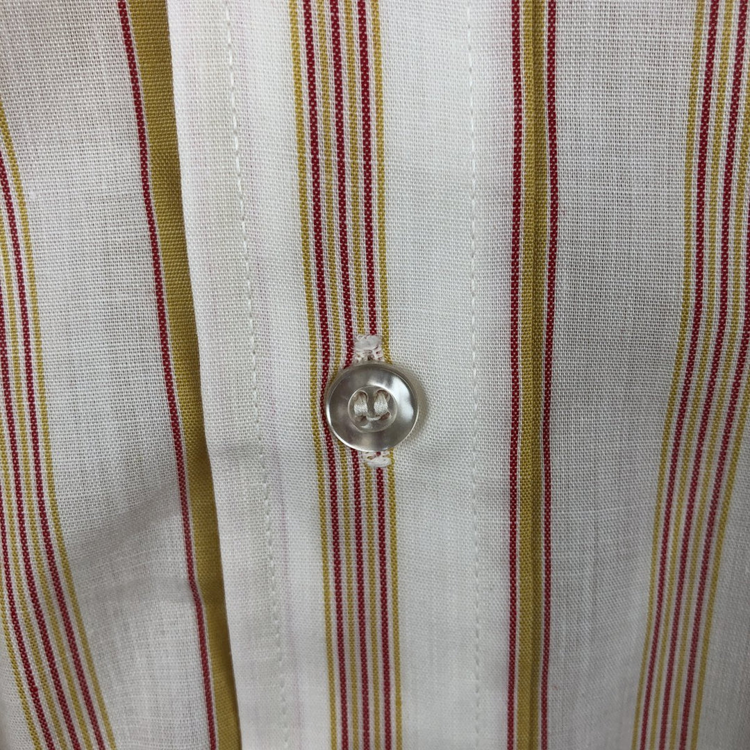Arrow Belmont Pacer Multi-Stripe Long-Sleeve Striped Shirt, Made in USA, Men's Size M (Equivalent), Vintage polyester yellow type Vintage Second Hand
