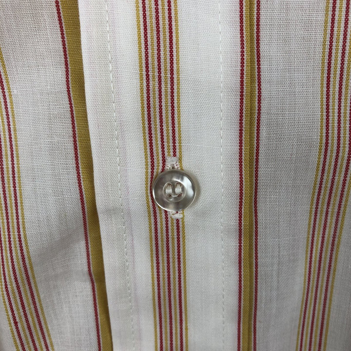 Arrow Belmont Pacer Multi-Stripe Long-Sleeve Striped Shirt, Made in USA, Men's Size M (Equivalent), Vintage polyester yellow type Vintage Second Hand
