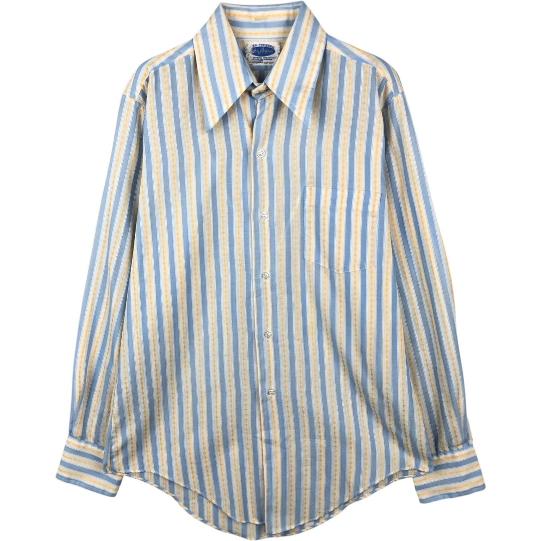 Striped Pattern Long-Sleeve Striped Shirt, Men's Size M (approx.) polyester Blue type light blue Vintage Second Hand